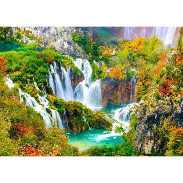 Puzzle 1000 Pièces : Cascades de Plitvice en automne - Enjoy-1266