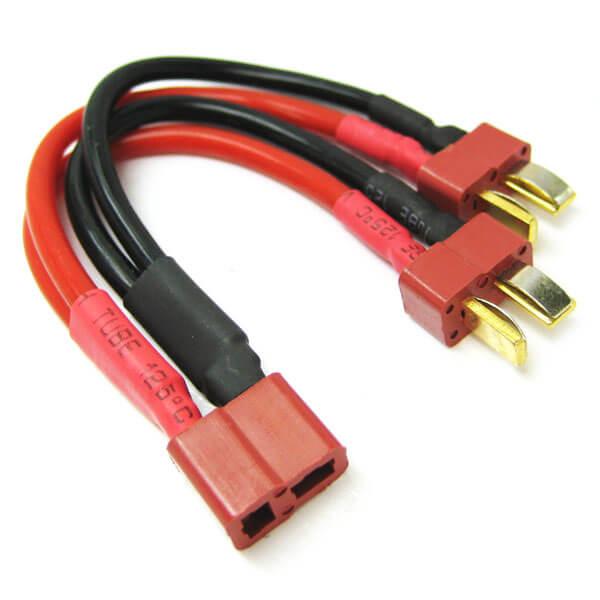 Deans 2S Battery Harness pour 2 Packs In Parallel 14AWG (1.62mm diam - 2.08mm2 sect) Silico - ET0708