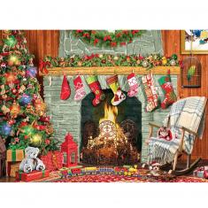 500 pieces puzzle oversize : Christmas by the fireplace
