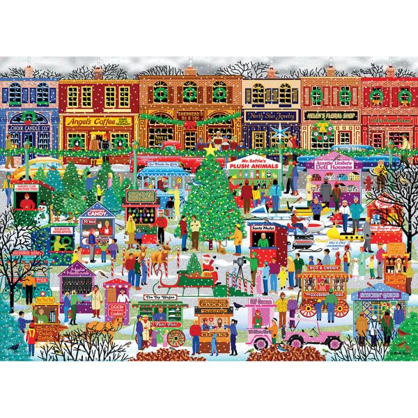 Puzzle de 500 piezas grandes : Fiesta navideña en el centro - EuroG-6500-5503