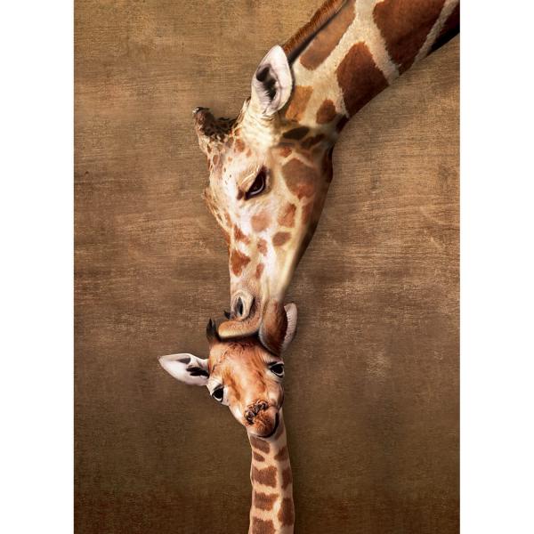 500 große Puzzleteile : Giraffe Mutterkuss - EuroG-6500-0301