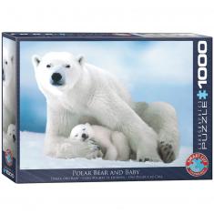 Puzzle 1000 pièces : Ours polaire et bébé