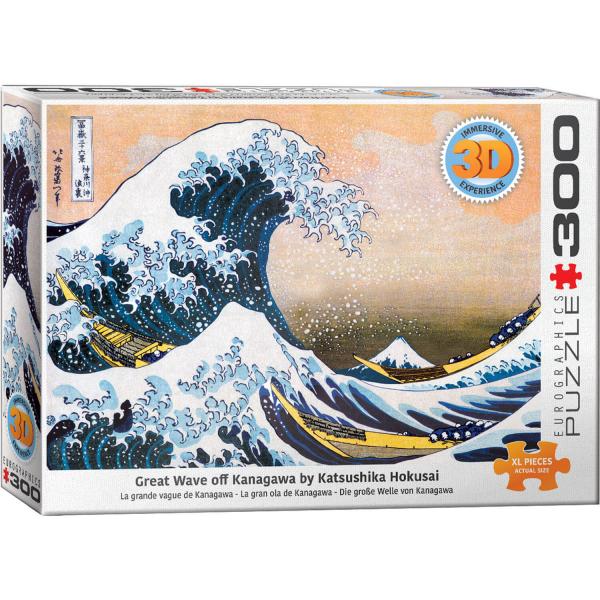 300 Teile XL-Puzzle: 3D Lenticular: Die große Welle von Kanagawa, Katsushika Hokusai - EuroG-6331-1545