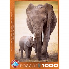 Puzzle 1000 pièces : Éléphant et bébé