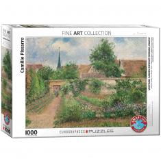 Puzzle 1000 pieces: Overcast sky vegetable garden in Eragny, Camille Pissaro