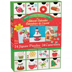 Calendario de Adviento : 24 puzzles : Dulces de Navidad