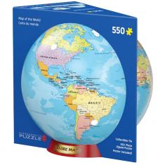 Puzzle 550 pièces : Boite en métal - Carte du monde