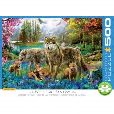 Puzzle 500 pièces XL : Loups au bord du lac