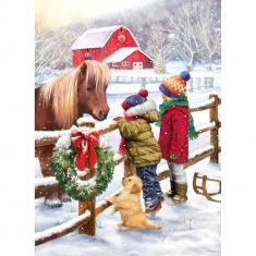 1000 piece puzzle : Christmas Pony by Simon Treadw