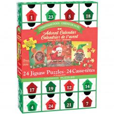 Calendrier de l'Avent : 24 Puzzles : Chiens de Noël