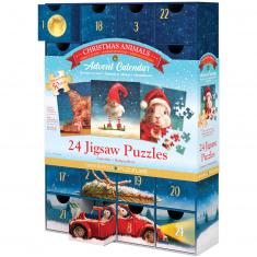 Calendrier de l'Avent : 24 Puzzles : Animaux de Noël