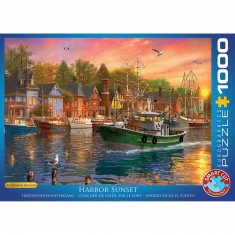 Puzzle 1000 pièces : Coucher de soleil sur le port