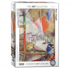 Puzzle de 1000 piezas - Colección de Bellas Artes: ”París a través de la ventana” Marc Chagall