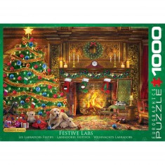 1000 pieces puzzle: Festive Labradors