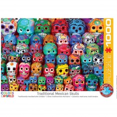 Puzzle de 1000 piezas: calaveras tradicionales mexicanas