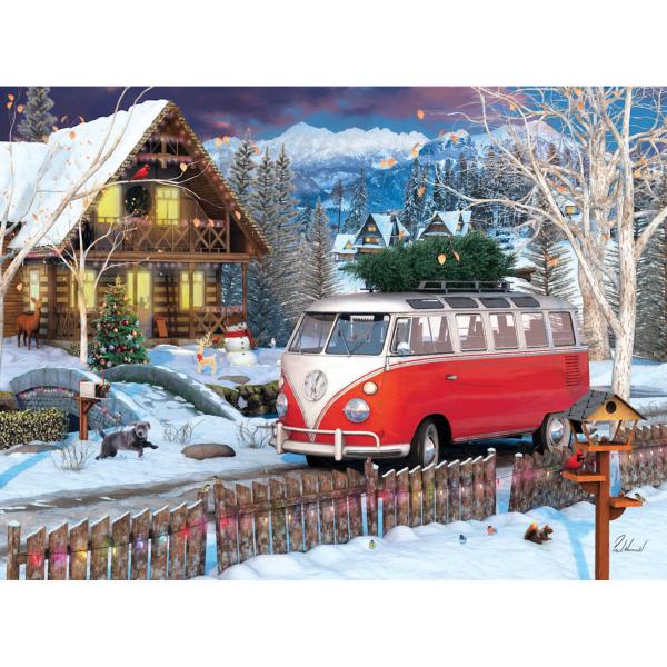 550 piece puzzle : Tin box : Christmas Bus - EuroG-8551-5664