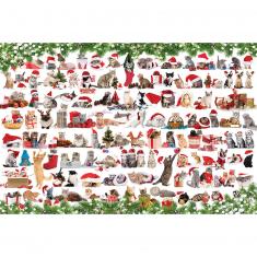 1000 piece puzzle : Tin box : Holiday Cats 
