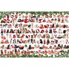 Puzzle 1000 pièces : Boîte métal : Chiens de Noël 