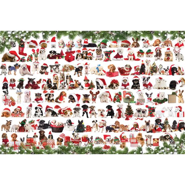 Puzzle 1000 piezas: Caja metálica: Perros navideños - EuroG-8051-0939