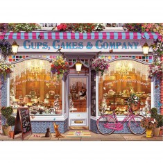 1000 pieces jigsaw puzzle: cups, cakes and company