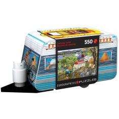 550-piece puzzle: Metal box - Caravan