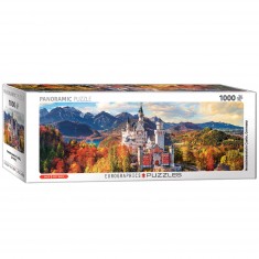 1000 pieces panoramic jigsaw puzzle: Neuschwanstein castle in autumn