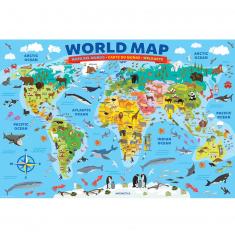 Puzzle 100 pièces : Carte illustrée du monde