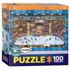 Puzzle de 100 piezas: buscar y encontrar: hockey sobre hielo