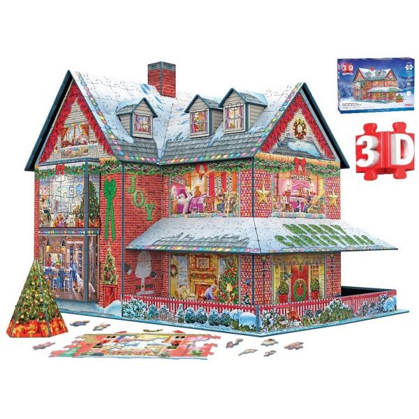 1100-teiliges 3D-Puzzle: Weihnachtshaus - EuroG-9910-5817