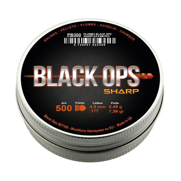 Plombs Black Ops Sharp - tête pointue - cal 4. 5 boîte de 500 - PB300