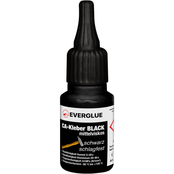 Everglue colle cyano noir résistant aux impacts viscosité moyenne 20g flacon de dosage - 650259