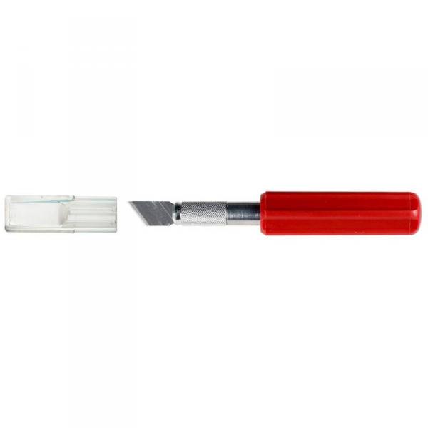 K5 Knife, Heavy Duty Red Plastic Handle with SafetyCap (Carded) - EXL16005