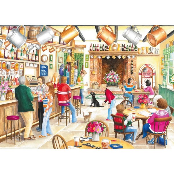 2 x 500 pieces jigsaw puzzles: Falcon - A summer evening at the cafe - Diset-11242