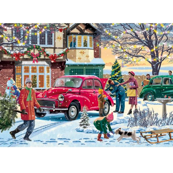 Puzzle de 4 x 1000 piezas: momentos familiares en Navidad - Diset-11269
