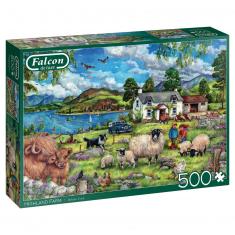 500 piece puzzle: Highland Farm