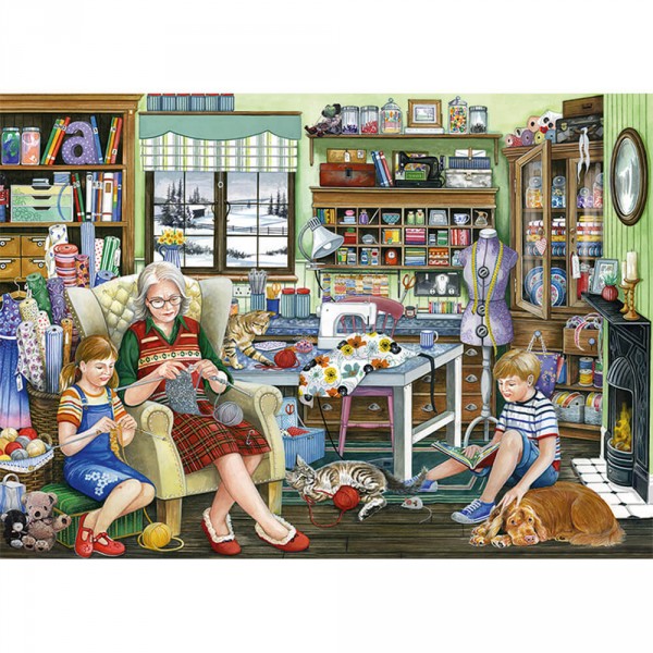 1000 pieces puzzle: Grandma's sewing workshop - Diset-11273