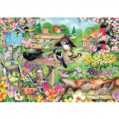 Puzzle 500 pièces : Oiseaux dans le jardin au printemps