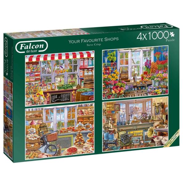 4 x 1000 piece jigsaw puzzles: Your favorite shops - Diset-11249