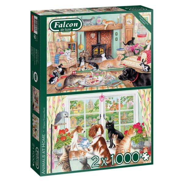 2x1000 Teile Puzzle : Tiere zu Hause - Diset-11318