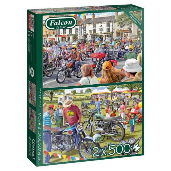 2 x 500 Teile Puzzle: Die Motorradmesse  - Diset-11312