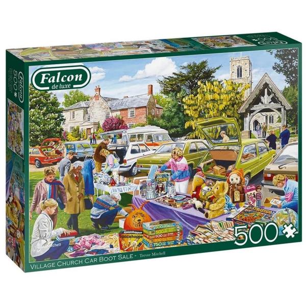 500 piece Jigsaw Puzzle: Village Church Car Boot Sale - Diset-11301