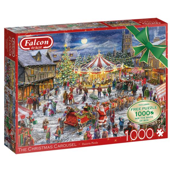 2x1000 Teile Puzzle: Das Weihnachtskarussell - Diset-11308