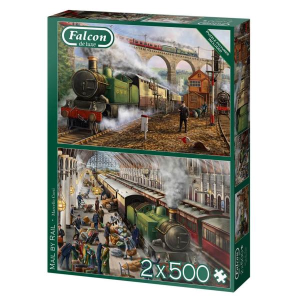 2x500 Teile Puzzle : Post mit dem Zug Mail - Diset-11331