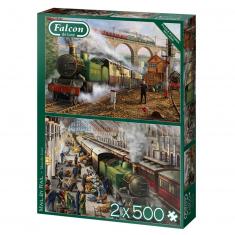 Puzzle 2x500 pièces : Courrier par train