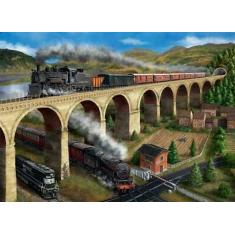 1000 Teile Puzzle: Zug überquert einen Viadukt