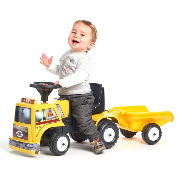 Porteur Baby Constructor : Camion de chantier avec remorque - Falk-1017B