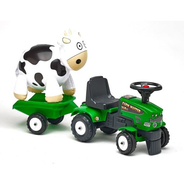 Porteur tracteur Baby Farm Mustang 350S avec remorque et vache - Falk-1081F