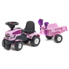 Porteur tracteur Baby Princess Trac + Remorque + pelle et râteau (Boîte endommagée)