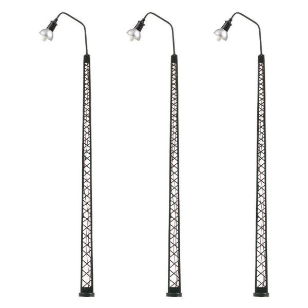 Accessoires pour Modélisme HO : 3 Lampes LED cintrées sur poteau en treillis - Faller-F180117