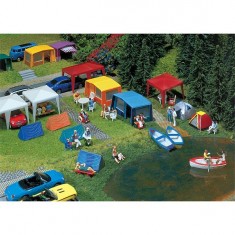 Modélisme HO : Accessoires de décor : Jeu de tentes de camping